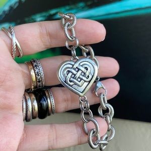 Cable chain celtic knot heart adjustable bracelet
